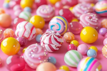 Fototapeta na wymiar delicious candy land bonbons in vibrant colors 3d render
