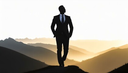 silhouette of a person with a backpack, Silhouette of business man following his ambitions, illustration