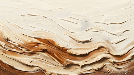 Swirling Hues of Cream and Brown Abstract Art with a Marbled Pattern background - obrazy, fototapety, plakaty