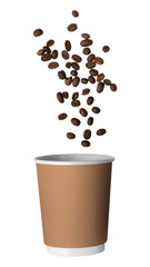 Coffee cup png sticker, eco product packaging, flat lay design