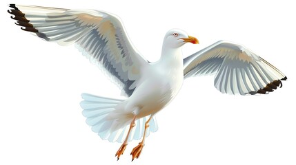 Obraz premium Seagull clipart flying overhead with outstretched wings