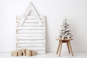 isolated,Wooden Sign, christmassy, white solid bg. simple, bright, feminine сreated with Generative Ai