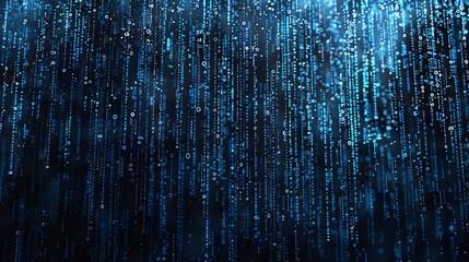 Blue vertical digital rain with light streaks