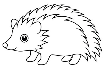 Cute Porcupine with big eyes line art vector illustration