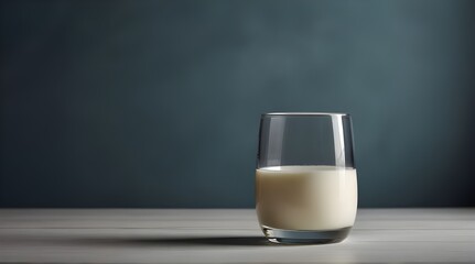 Glass Of Milk On A Table, Modern Colours,Isolated Background, For Insert Of Text Or Logo.generative.ai