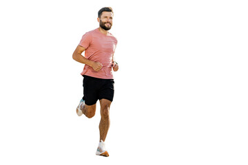 Male Trainer Running Fit Stretching Exercise Warm Up Runner, Cut out