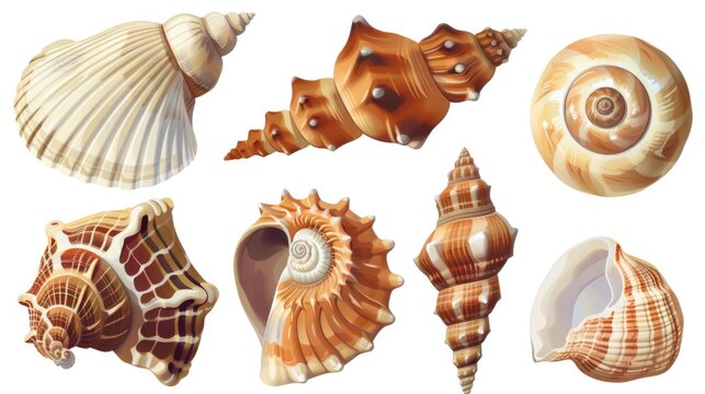 Seashell clipart in different shapes and sizes.