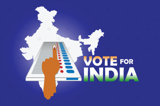vector illustration Of Showing Voting Finger With Electronic Voting Machine, vote for india.