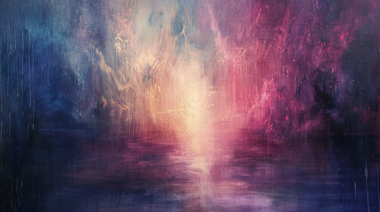 Ethereal brushstrokes dance across the canvas, weaving a tapestry of iridescent hues and shimmering dreams. 