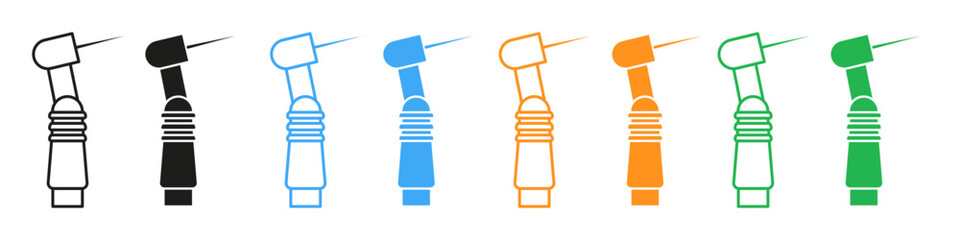 Dental Hygiene Tools Icon Featuring Nozzles Drills and Tweezers - obrazy, fototapety, plakaty