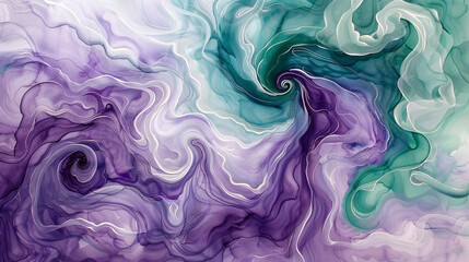 Ethereal swirls of lavender and emerald, a dreamlike watercolor fusion. 