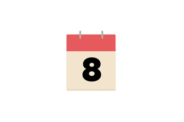 8 day eight eighth calendar red days of the month sheets of paper