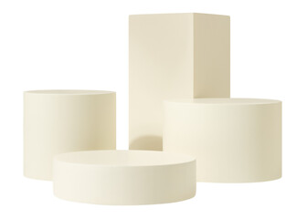 Beige geometric shape png, isolated object design set, transparent background