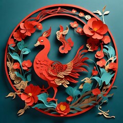 Obraz premium Traditional Paper Cutouts: Auspicious Illustrations