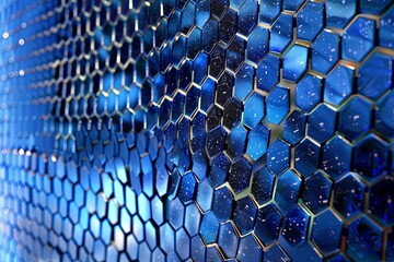 Naklejka premium Abstract blue technology hexagonal background. generative ai