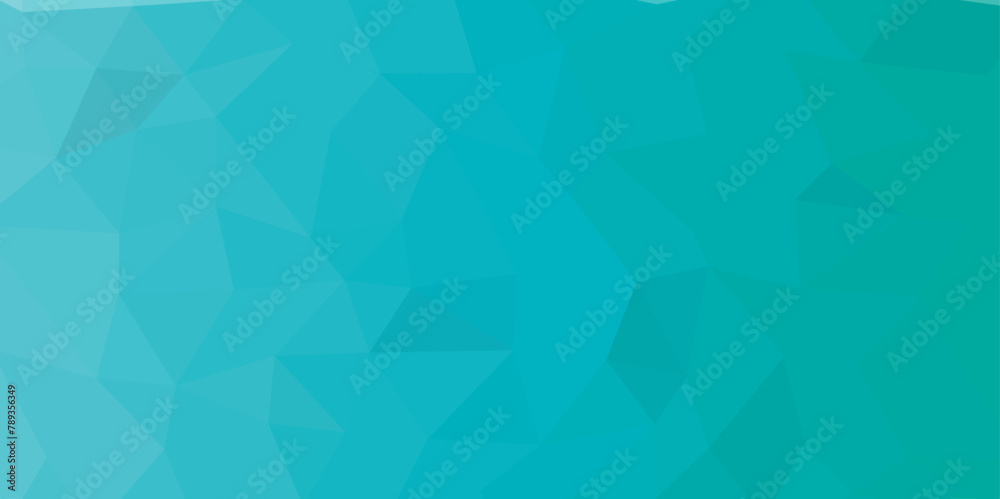 Poster Blue Abstract Low Poly with triangle shapes Design. Modern Green mosaic with textured overlap layer background. The background for the web site, the texture of triangulation.