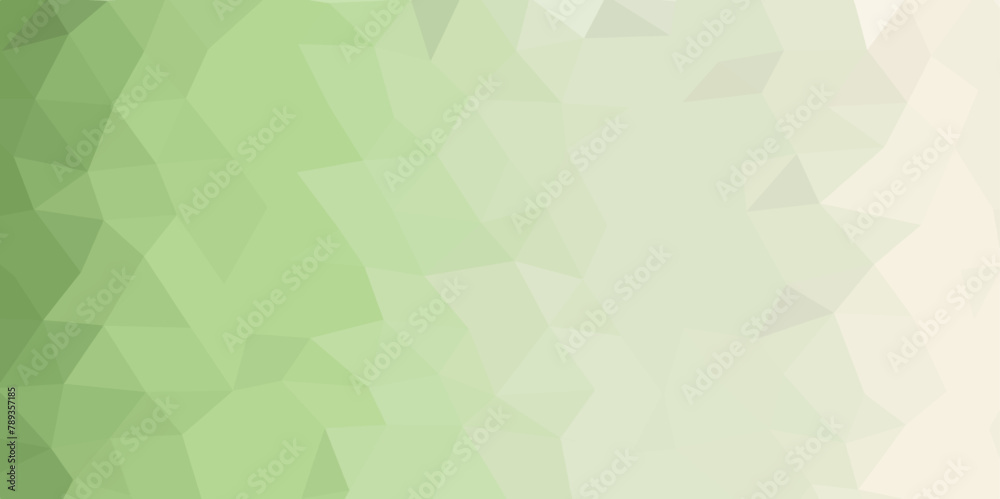 Poster Green Abstract Low Poly with triangle shapes Design. Modern Green mosaic with textured overlap layer background. The background for the web site, the texture of triangulation.