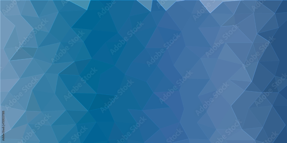 Poster Blue Abstract Low Poly with triangle shapes Design. Modern Green mosaic with textured overlap layer background. The background for the web site, the texture of triangulation.