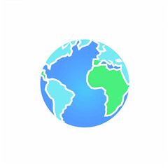 Minimalist Earth Illustration, Simple Stylized Planet on White Background