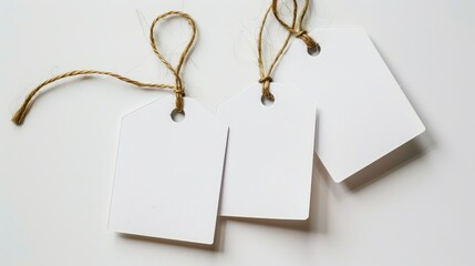 Blank Paper Tags with Strings for Retail Display.