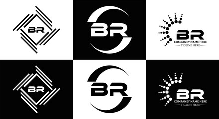 BR logo. B R design. White BR letter. BR B R letter logo design. Initial letter BR linked circle uppercase monogram logo. - obrazy, fototapety, plakaty