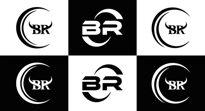 BR logo. B R design. White BR letter. BR B R letter logo design. Initial letter BR linked circle uppercase monogram logo.