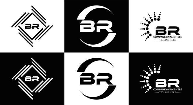BR logo. B R design. White BR letter. BR B R letter logo design. Initial letter BR linked circle uppercase monogram logo.