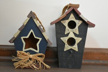 Wooden Birdhouses with a White Background