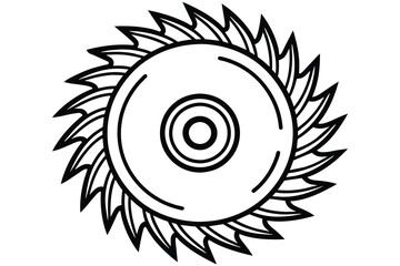 Circular saw blade line art vector illustration