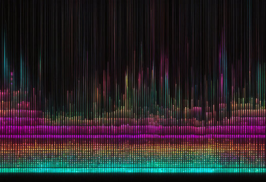 music Bassy illuminated wave background pattern generative AI black Colourful art equalizer frequency light design motion energy fractal texture curve