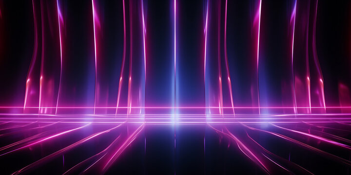 Neon futuristic flashes on black background. AI-Generated Image