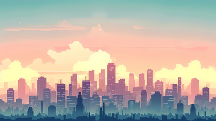 Geometric city background with a beautiful skyline