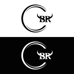 Obraz premium BR logo. B R design. White BR letter. BR B R letter logo design. Initial letter BR linked circle uppercase monogram logo.