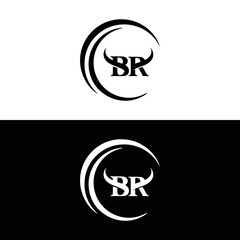 BR logo. B R design. White BR letter. BR B R letter logo design. Initial letter BR linked circle uppercase monogram logo.