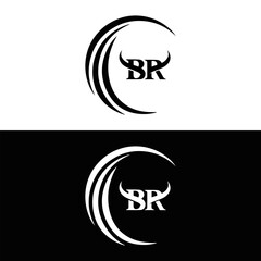 BR logo. B R design. White BR letter. BR B R letter logo design. Initial letter BR linked circle uppercase monogram logo.