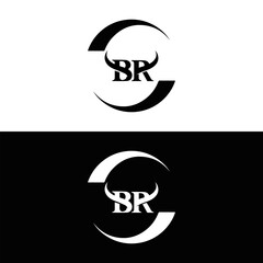 BR logo. B R design. White BR letter. BR B R letter logo design. Initial letter BR linked circle uppercase monogram logo.