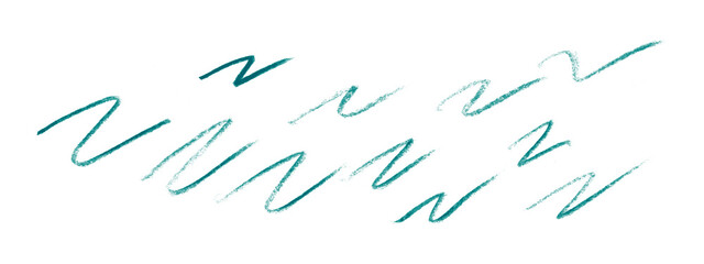 green pencil strokes isolated on transparent background