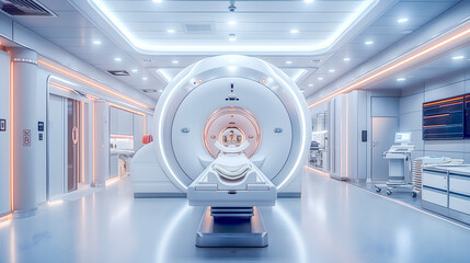 cyber space hospital room with ct scan