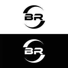 BR logo. B R design. White BR letter. BR B R letter logo design. Initial letter BR linked circle uppercase monogram logo.