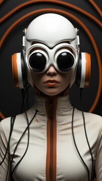 sequence of porcelain female statue dolls with avr headsets made with AI