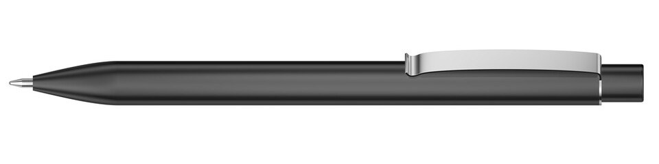 Black pen isolated. Transparent background. Open. Pen mockup. 3d illustration.