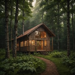 isolated house in the forest 