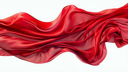 Smooth elegant flow of wavy satin fabric in red color, abstract background design. Generative AI - obrazy, fototapety, plakaty