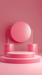 Podium pink stage display showcase product branding story background - obrazy, fototapety, plakaty