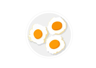 fried egg in a plate on white background illustration vector
