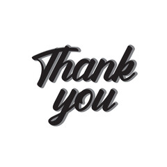 Thank you card, text or lettering. Vector script and handwritten typography. Thank you vintage style word for note, sign, banner. Isolated.