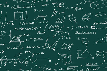 Math background. Mathematics. School table. Background, number, forms, formula.   