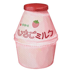 Draw Korean strawberry flavored milk.
