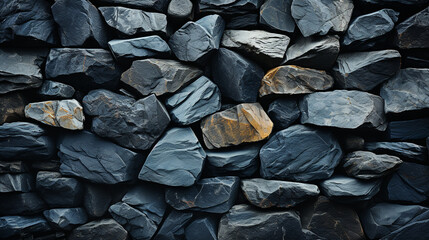 Small dark stone texture for background, ​​pattern of gravel stone wall texture or stone background сreated with Generative Ai