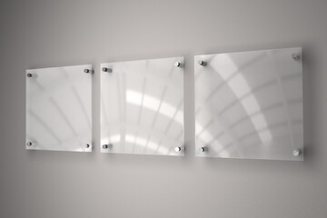 Sleek and Professional: Plexiglass Name Plates on Grey Background
